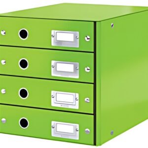 LEITZ Bloc de classement Click & Store WOW, 4 tiroirs, vert