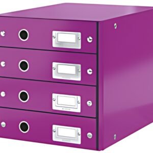 LEITZ Bloc de classement Click & Store WOW, 4 tiroirs,violet