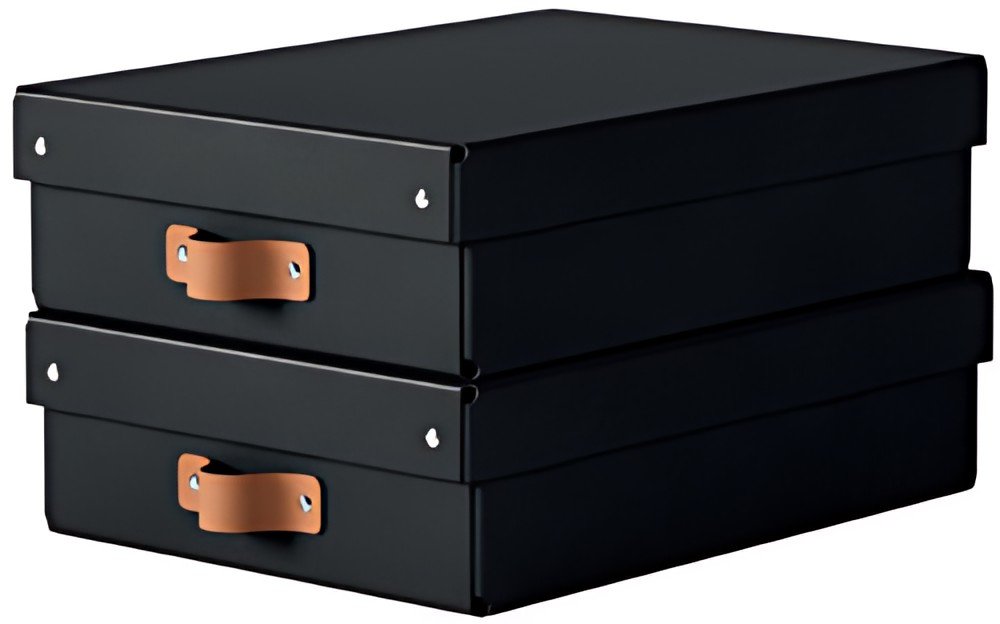 LEITZ Boîte de rangement Puro, carton, 8 L, set de 2, noir