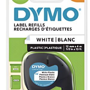 DYMO Ruban d'étiquette LetraTag, plastique, 12 mm x 4 m