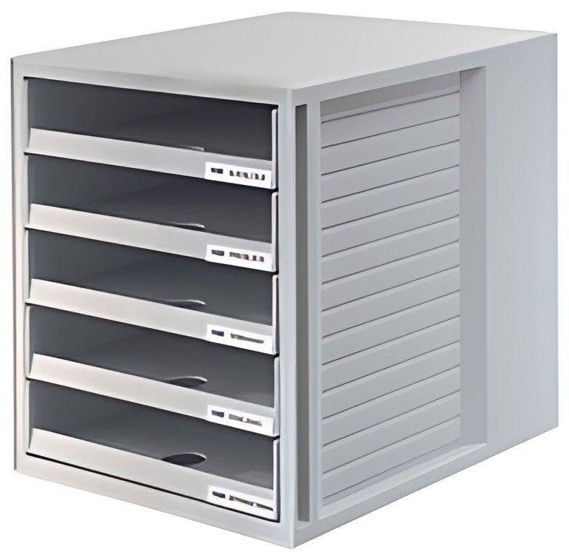 HAN Module de classement, 5 tiroirs ouverts, gris clair