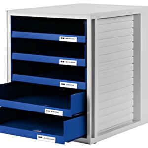 HAN Module de classement, 5 tiroirs ouverts, gris/bleu
