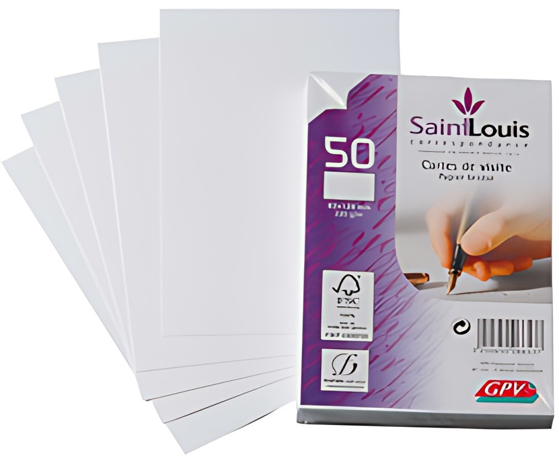 GPV Cartes de visite Saint Louis, 82 x 128 mm, blanc