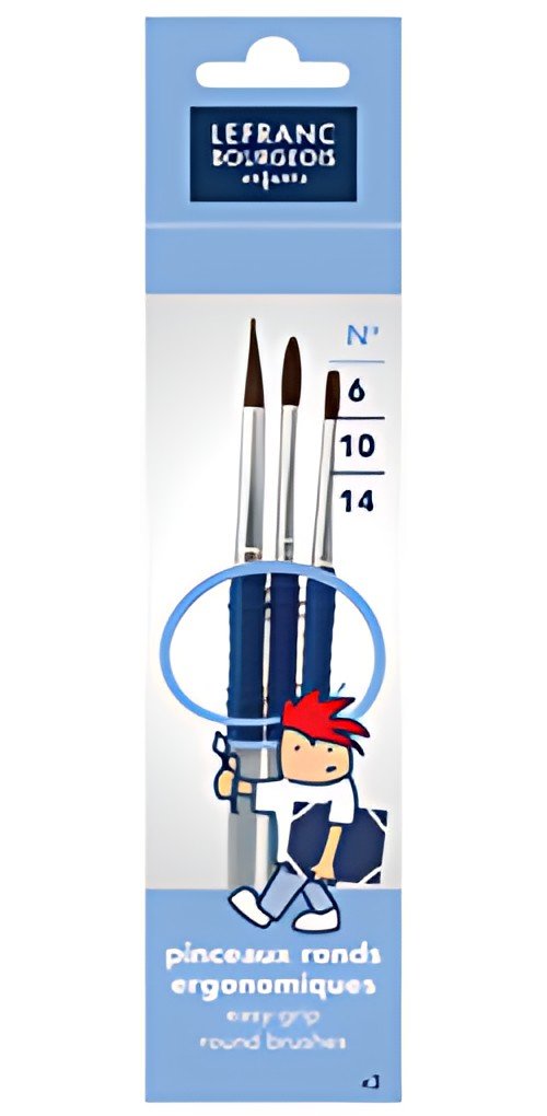 LEFRANC BOURGEOIS Lot de pinceaux poney "GRIPPY", 3 pièces