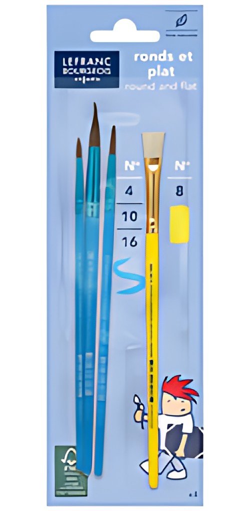 LEFRANC BOURGEOIS Lot de 3 pinceaux Pony + 1 brosse