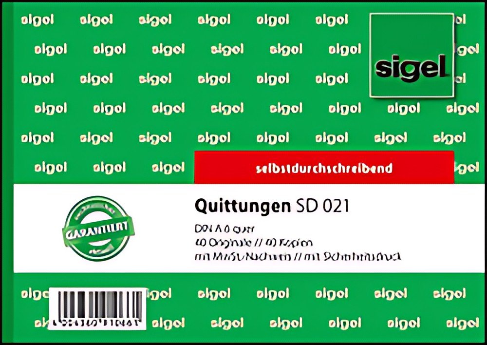 Carnet de formulaires sigel "Reçu", avec preuve de TVA, A6 paysage
