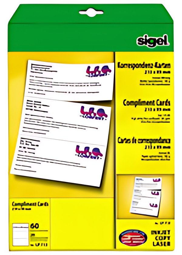 sigel cartes de correspondance PC, format DL, 185g/m2, blanc