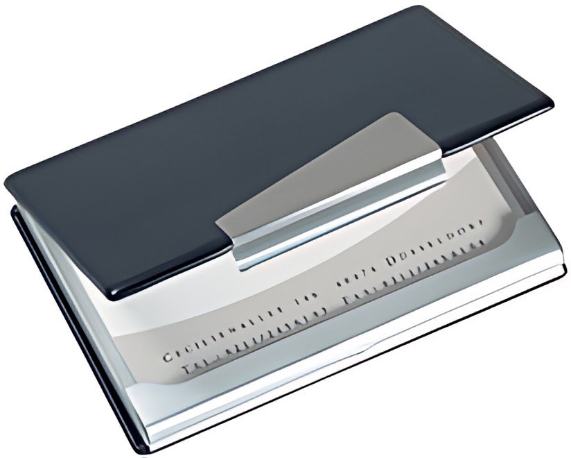 sigel étui pour cartes de visite "aluminium/imitation cuir"