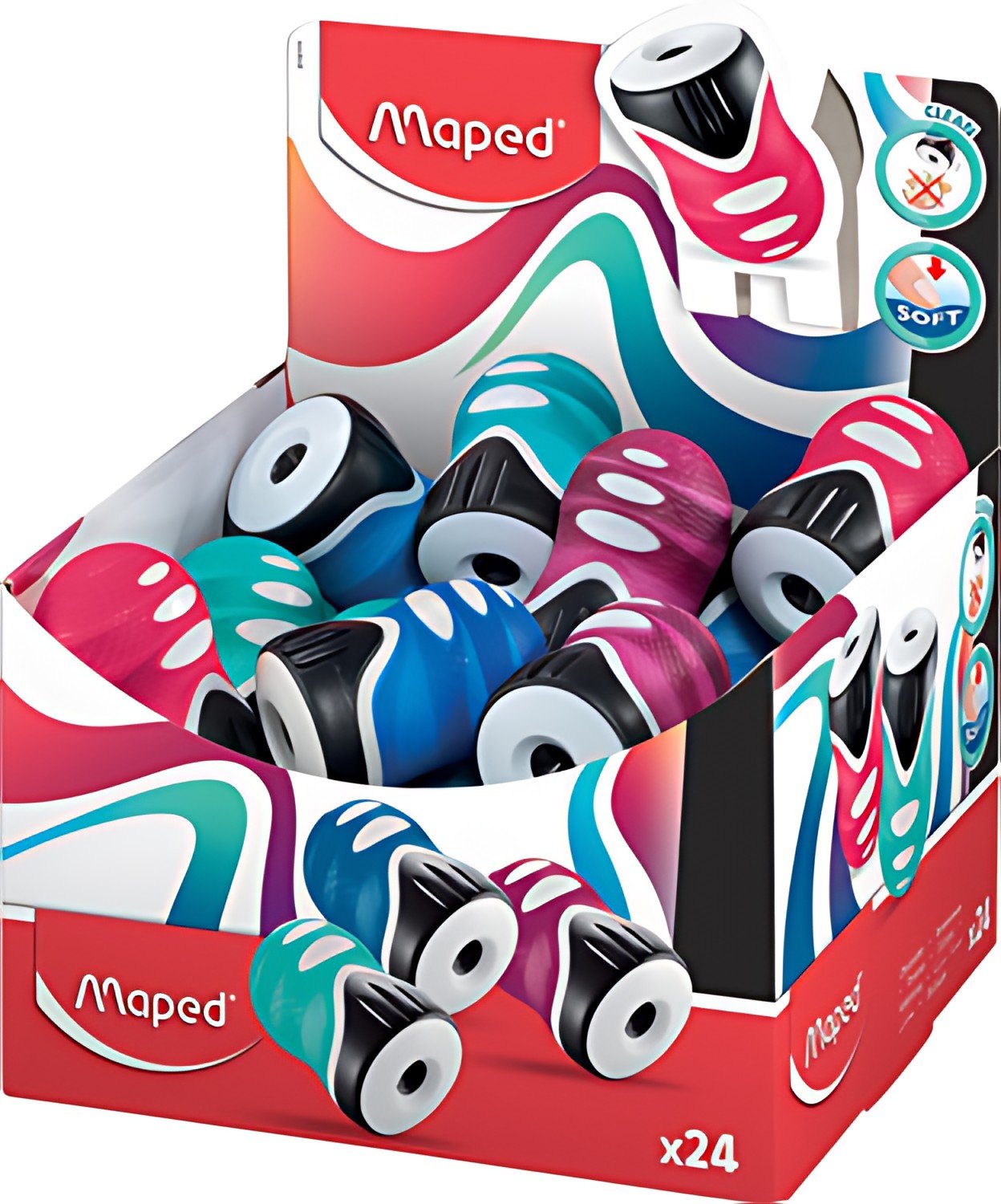 Maped Taille-crayon Clean Grip, assorti, présentoir de 24