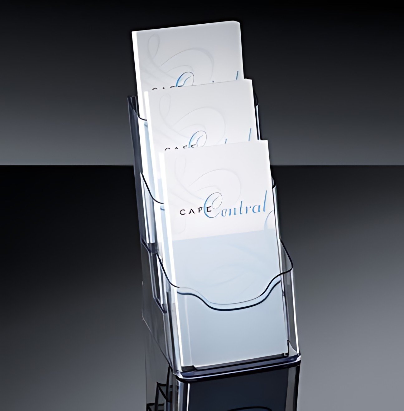 sigel porte-brochures de table "acrylic", DL,3 compartiments
