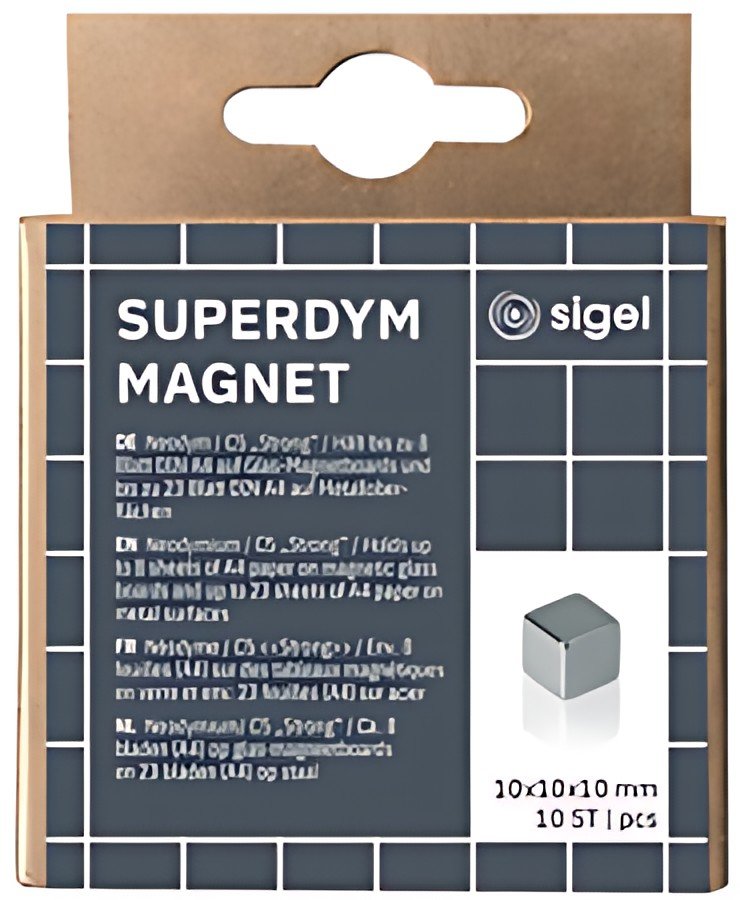 sigel Aimant néodyme cube "Strong" C5, set de 10, argent