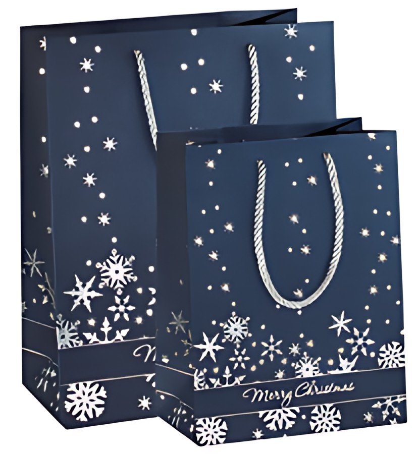 sigel Sac cadeau de Noël "Silver Snowflakes", petit