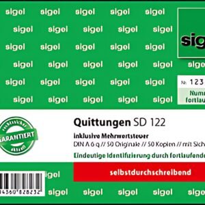 Carnet de formulaires sigel "Reçu", TVA incluse, DIN A6 paysage
