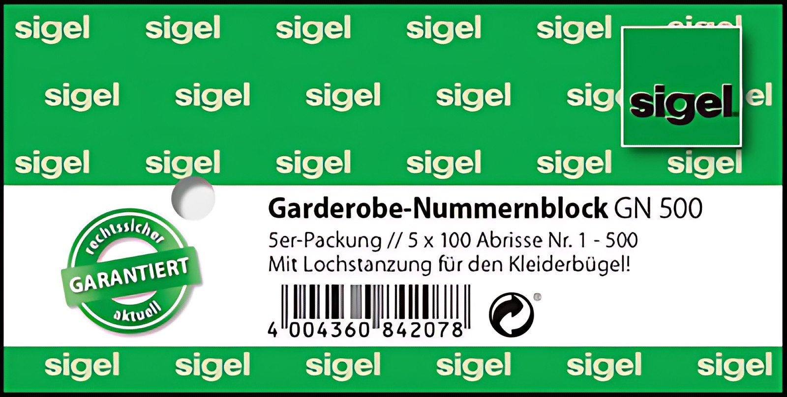 Sigel pavé numérique "armoire", 1-500, (L)105 x (H)50 mm