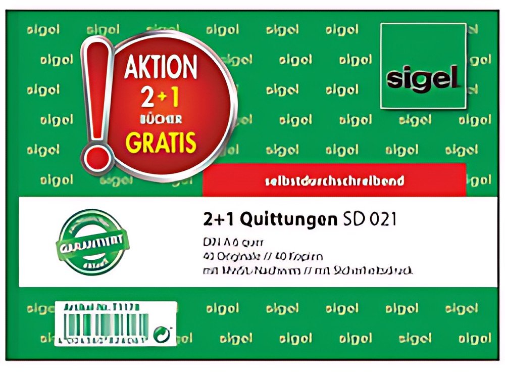 Sigel formulaire livre "Reçu", 2 + 1 action