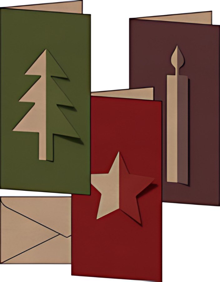 sigel Set de cartes de Noël "Cut-out style", long (2/3 A4)