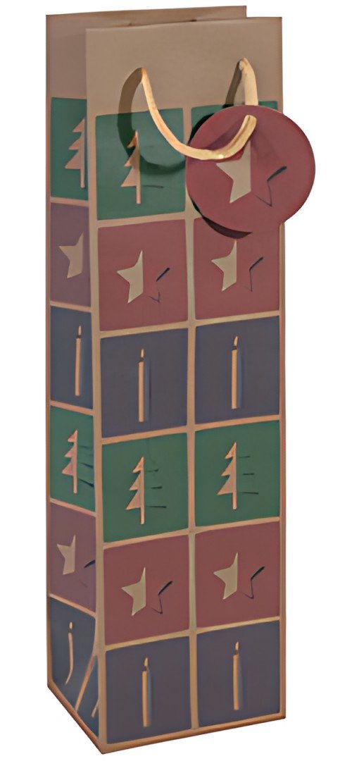 sigel Sac cadeau Noël pour bouteille "Cut-out style", kraft