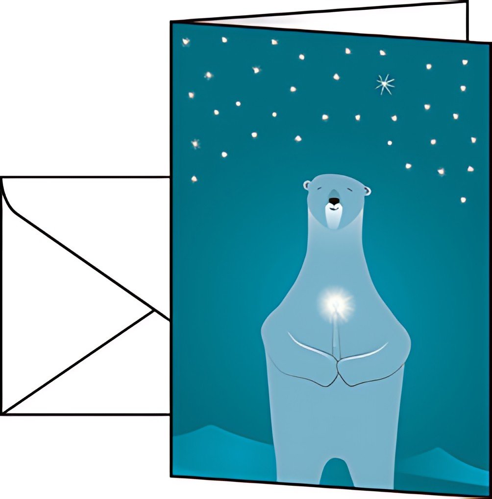 sigel Carte de Noël "Polar bear with candle", A6, pour