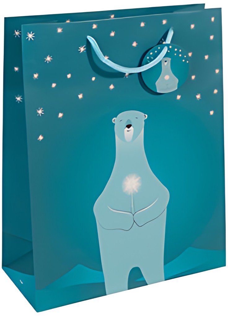 sigel Sac cadeau de Noël "Polar bear with candle", petit