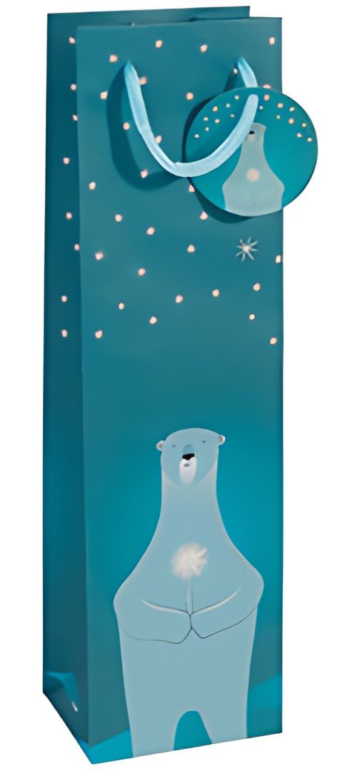 sigel Sac de Noël pour bouteille "Polar bear with candle"