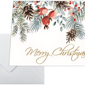 sigel Carte de Noël "Red berries and pine cones", A6