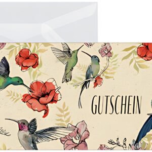 Carte de bon sigel "Colibris et fleurs