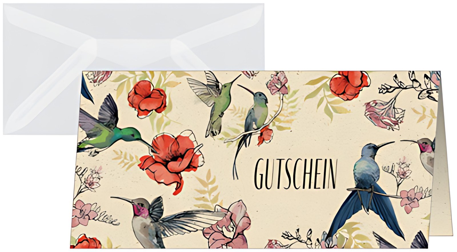 Carte de bon sigel "Colibris et fleurs
