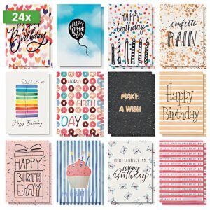 Set de cartes postales d'anniversaire sigel "Plaisir d'anniversaire coloré"