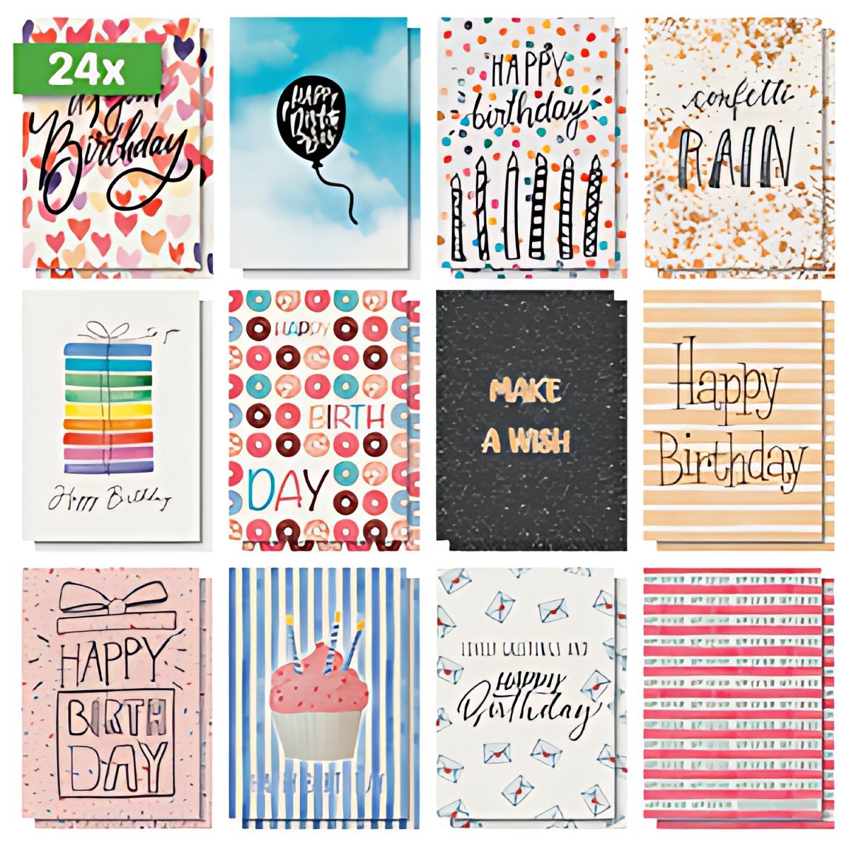 Set de cartes postales d'anniversaire sigel "Plaisir d'anniversaire coloré"