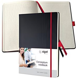 sigel Carnet de notes Conceptum, A4, quadrillé, noir/rouge