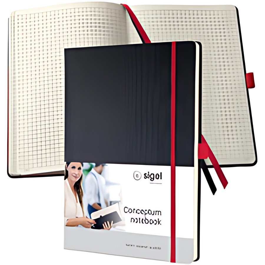 sigel Carnet de notes Conceptum, A4, quadrillé, noir/rouge