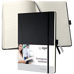 sigel Carnet de notes Conceptum, A4+, ligné, noir