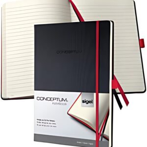 sigel Carnet de notes Conceptum, A4, ligné, noir/rouge