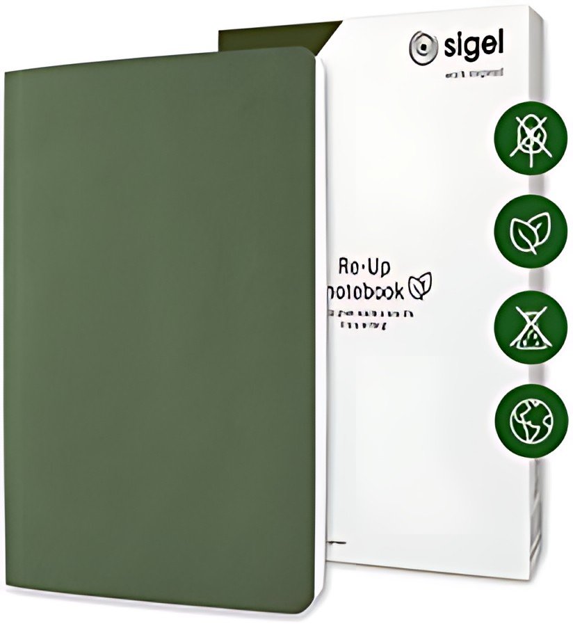 sigel Carnet de notes Re-Up, A5, ligné, vert mousse