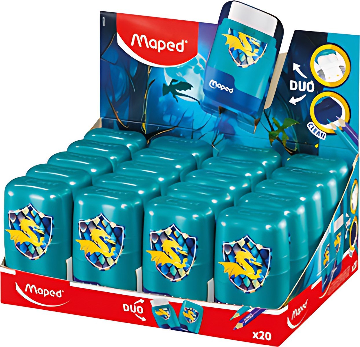 Maped Combi gomme-taille-crayon DRAGON, présentoir de 20