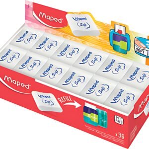Maped Gomme en plastique Essentials Soft, présentoir de 36