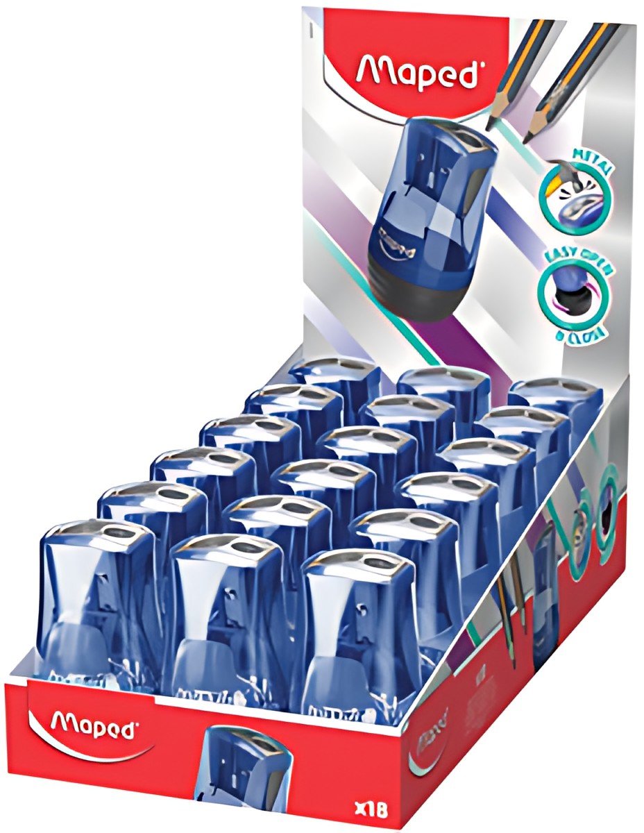Maped Taille-crayon TONIC METAL, bleu/noir, présentoir de 18