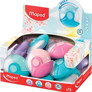 Maped Gomme en plastique Zeona+, blanc, présentoir de 15