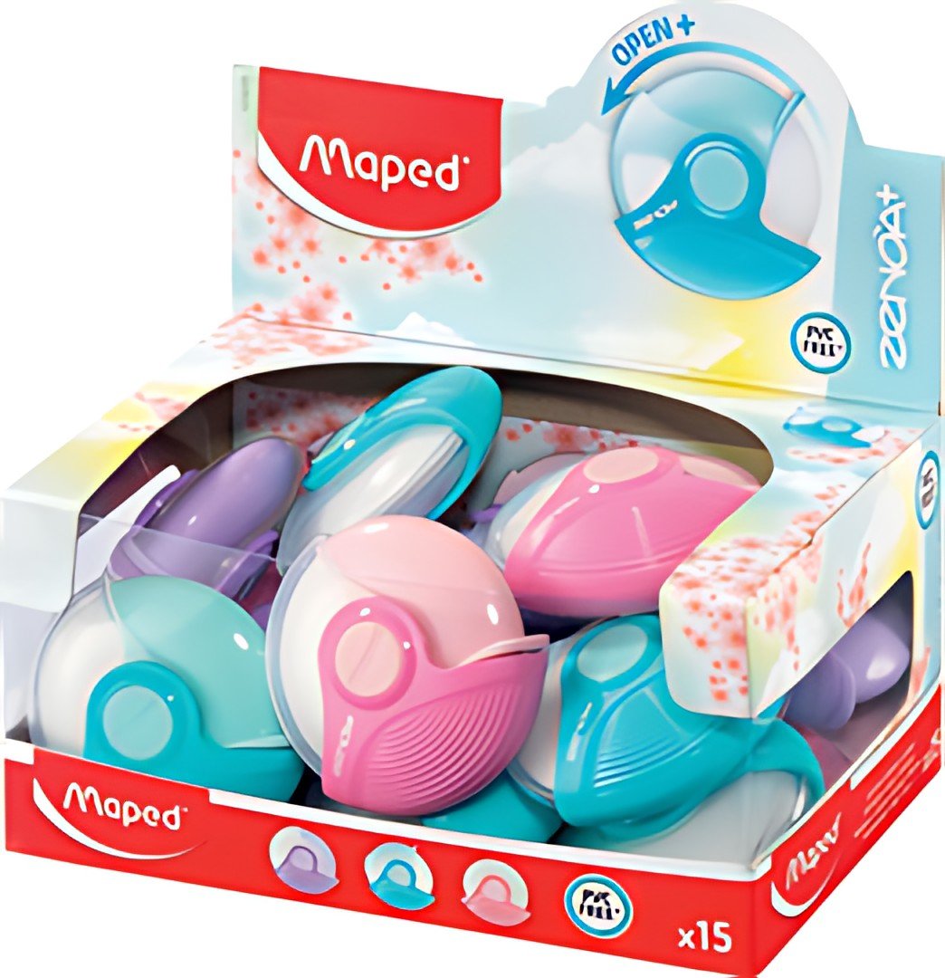 Maped Gomme en plastique Zeona+, blanc, présentoir de 15