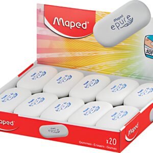 Maped Gomme plastique Epure, ovale, blanc, présentoir de 20