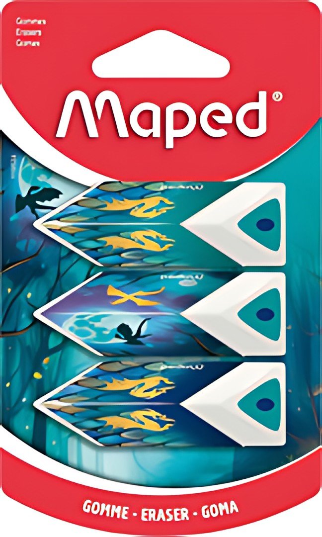 Maped Gomme en plastique Pyramide DRAGON, blister de 3