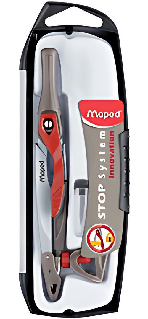 Maped Boîte de compas Stop System, 3 pièces, rouge