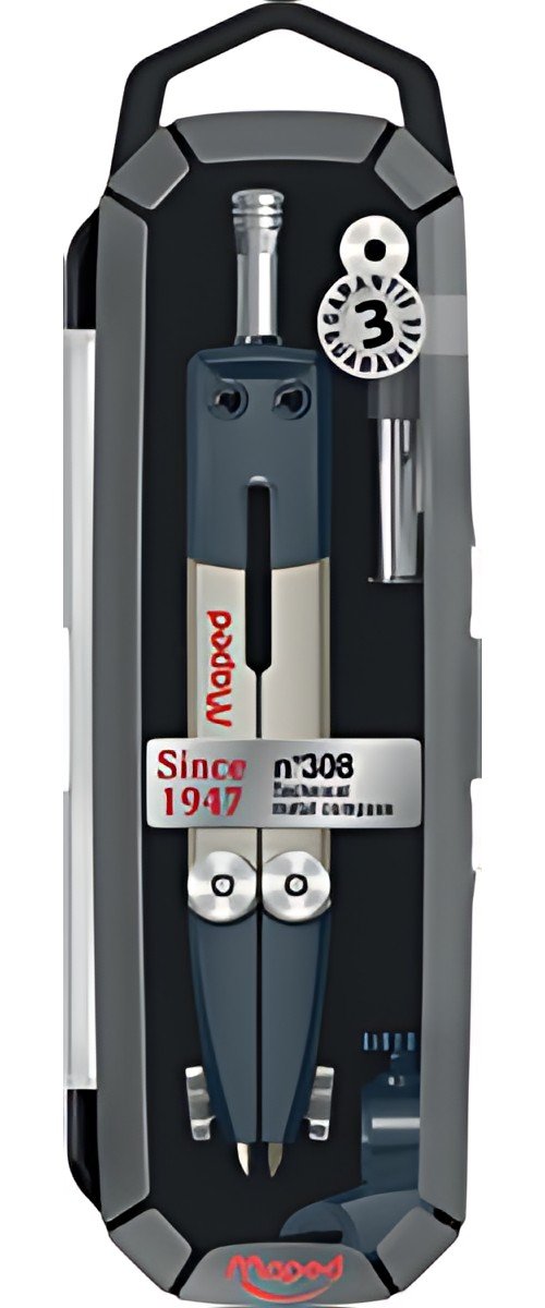 Maped Coffret de compas technique No.308, 3 pièces, noir