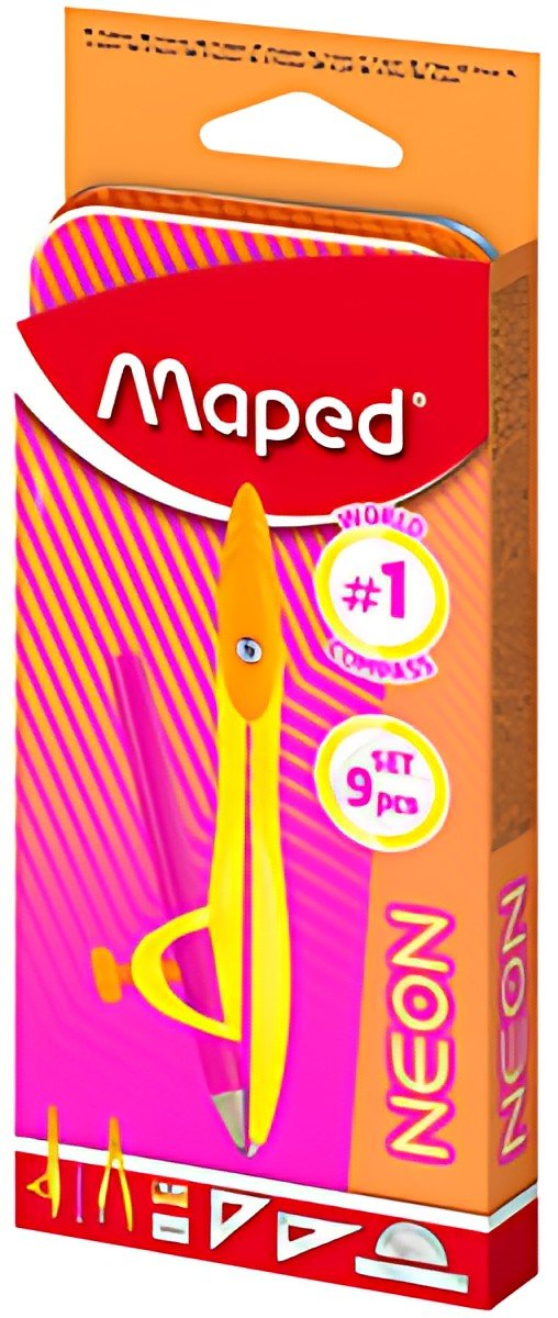 Maped Coffret de géométrie Mathset STUDY NEON, 9 pièces
