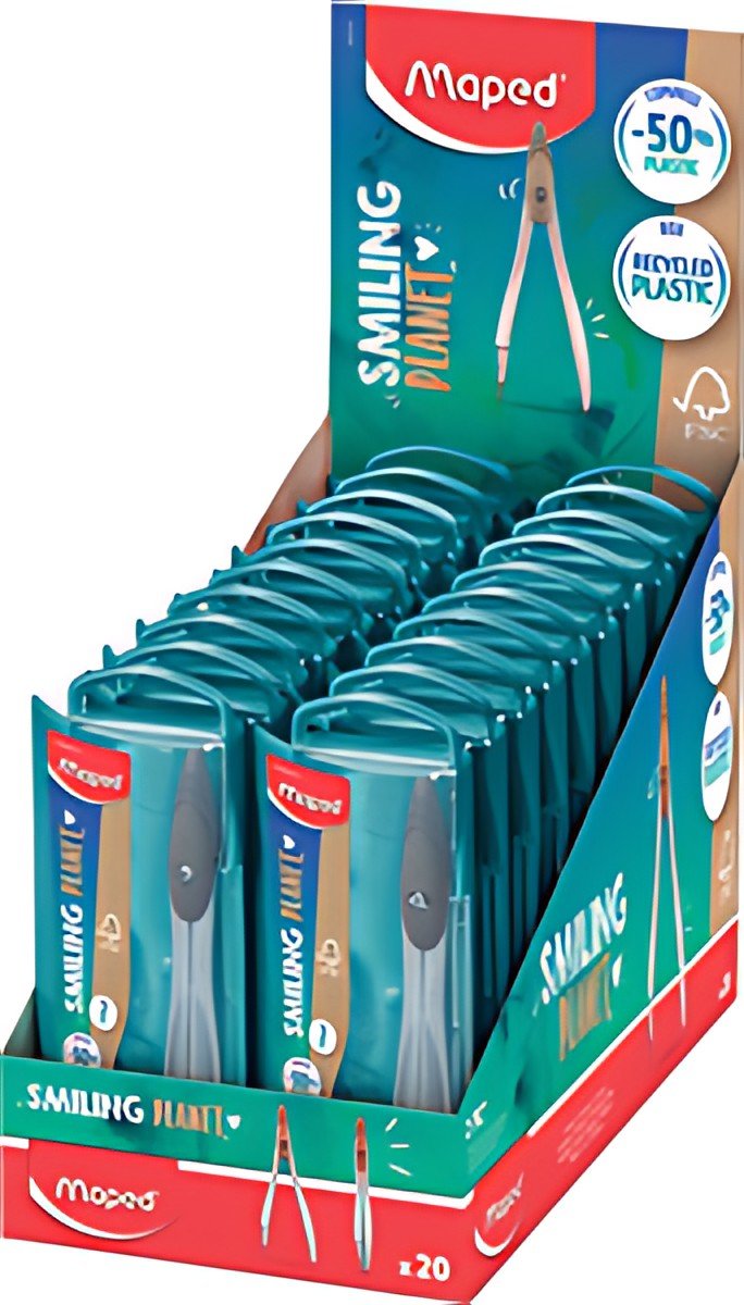 Maped Coffret compas STUDY SMILING PLANET, brun, présentoir