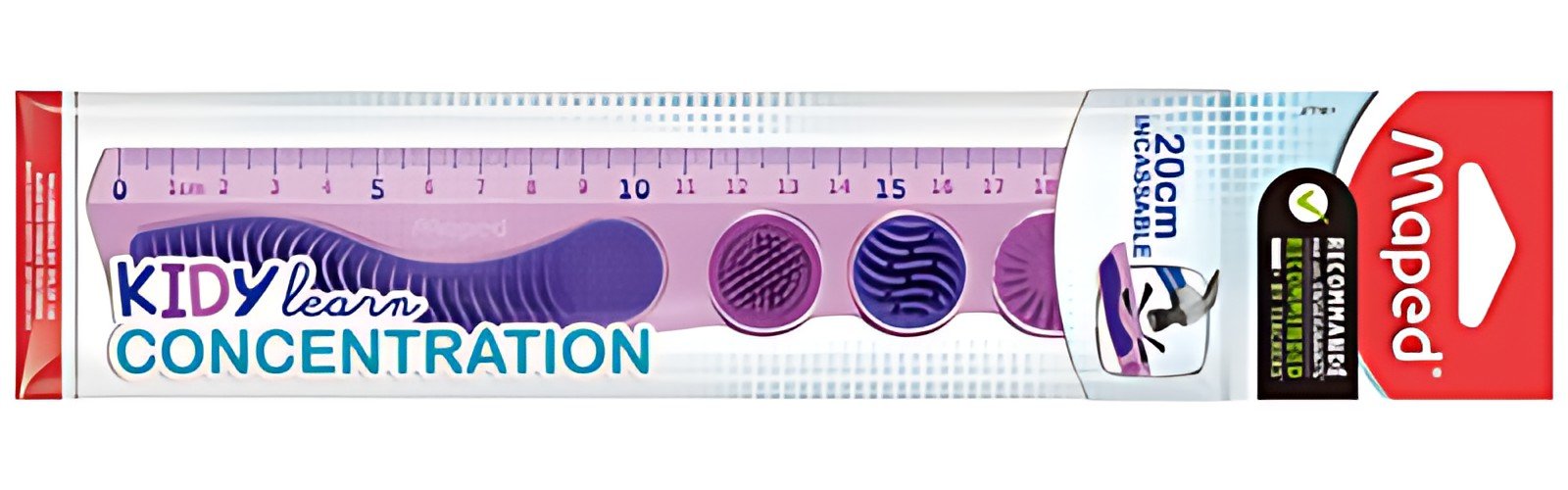 Maped Règle plate KIDY learn CONCENTRATION, 200 mm, violet