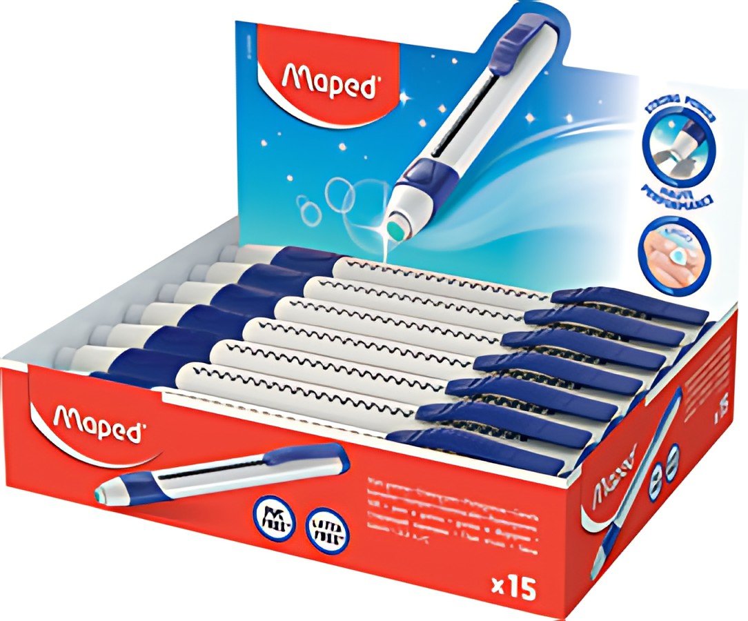 Maped Crayon gomme Gom-Pen, blanc/bleu, présentoir de 15