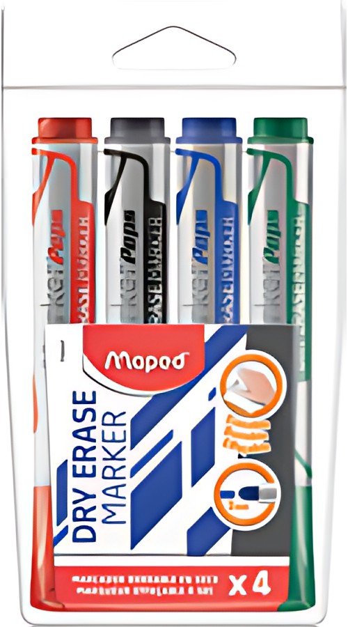 Maped Marqueur tableau blanc Marker'Peps Jumbo, étui de 4
