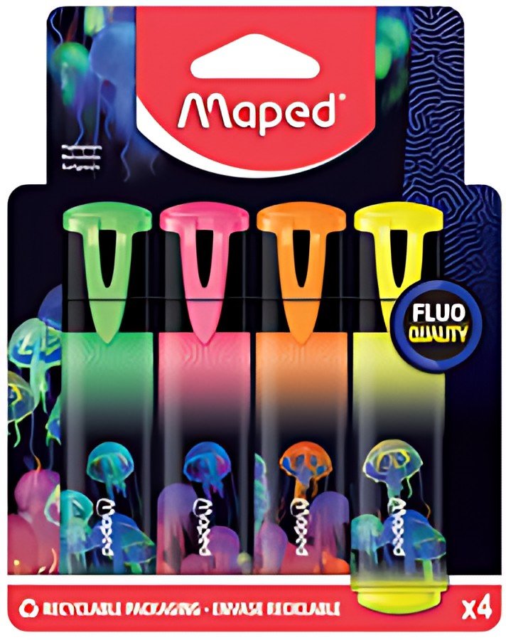 Maped Surligneur DEEPSEA PARADISE, mine biseautée, étui de 4