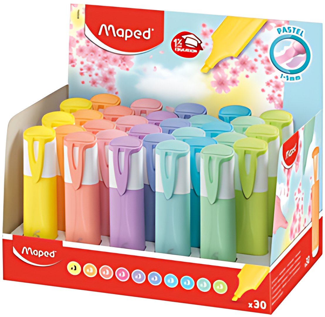 Maped Surligneur FLUO'PEPS PASTEL, présentoir de 30